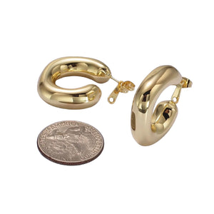 14K Gold Filled 35mm Chubby Rhombus C-Shaped Hoop Earrings