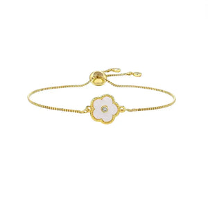 Clover Pearl Bracelet Adjustable Bracelet with Zircon Stone