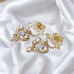 18K Gold Filled Minimalist Stud Earring "Luck" Heart Earrings with Cubic Zirconia Crystal