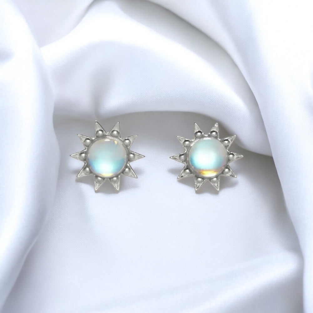 Sun Moonstone Stud Earrings