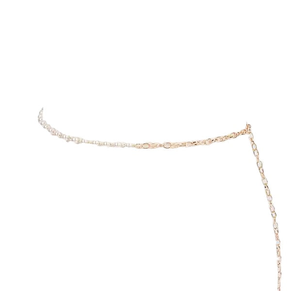 Pearl and Chain Triple Layered Waist Chain in Silver & Gold