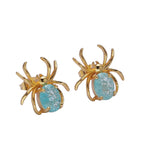 24K Gold Filled Spider Blue Cubic Zirconia Earrings