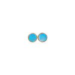 Blue Fire Opal Round Bezel Earrings