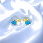 Blue Fire Opal Teardrop Stud Earrings