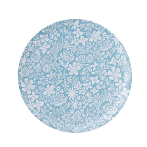 Blue Florals Bent Birch/Melamine Round Serving Tray Platter