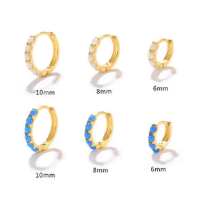 Dainty Gold Opal Hoop Earrings