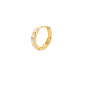 Dainty Gold Opal Hoop Earrings