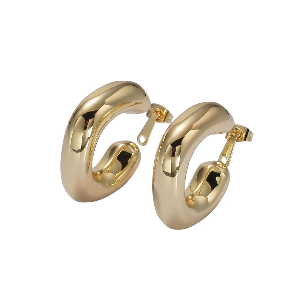 14K Gold Filled 35mm Chubby Rhombus C-Shaped Hoop Earrings