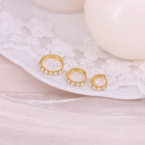 Dainty Gold Opal Hoop Earrings