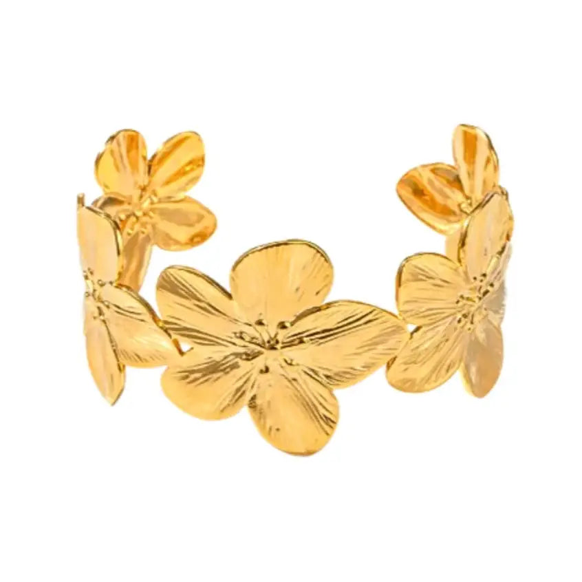 Flower Design Bracelet 18K Gold Plated Waterproof