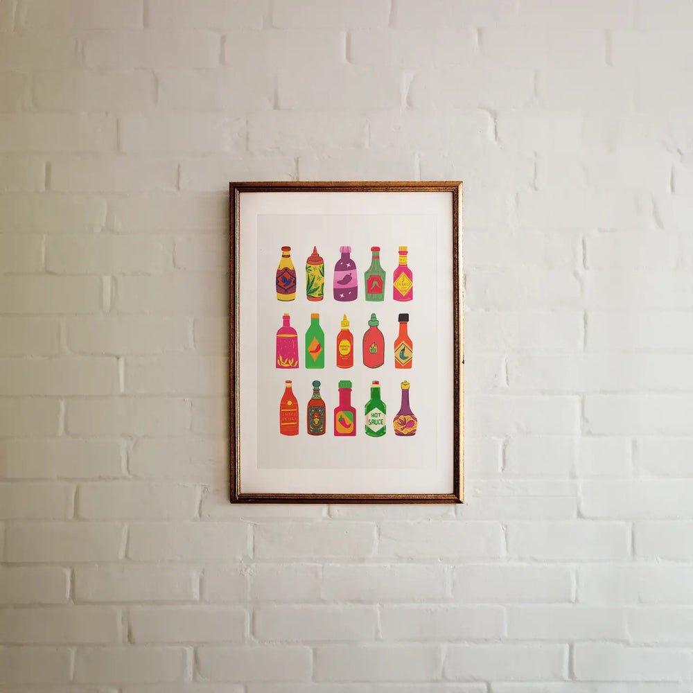 Hot Sauce Bottles Physical Poster Wall Art Kitchen Poster