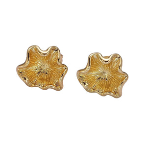 24K Gold Filled Flower Sunburst Molten Stud Earrings