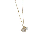 Gold Shell Pearl Charm Necklace