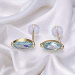 14K Gold Filled Baby Blue, Blue Cz Marquise Stud Earrings