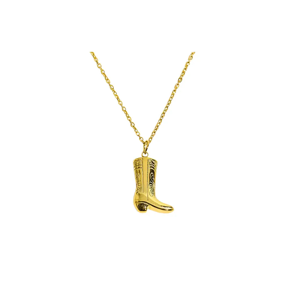 Cowboy Boot Necklace Waterproof 18k Gold Plated S Steel