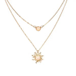 Gold Opal Sun Moon Layered Necklace Set in Solid Copper