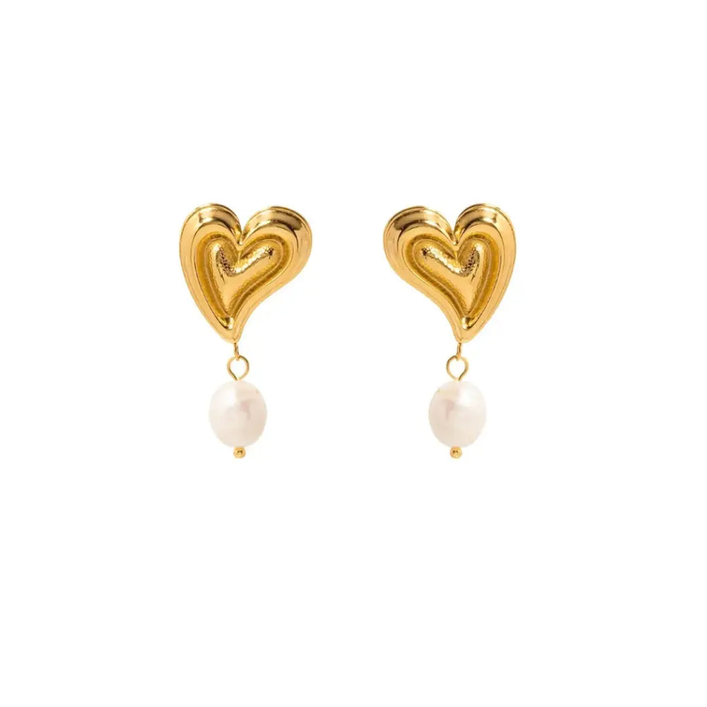 Heart Pearl Earrings