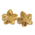 Flower Stud Earrings Floral Design 18K Gold Plated