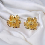 24K Gold Filled Flower Sunburst Molten Stud Earrings
