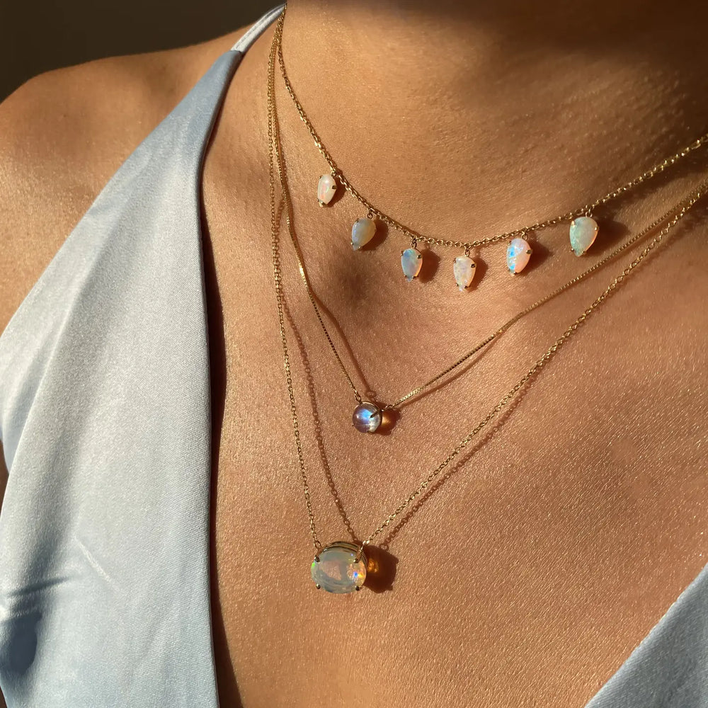 Solitaire Round Moonstone Necklace