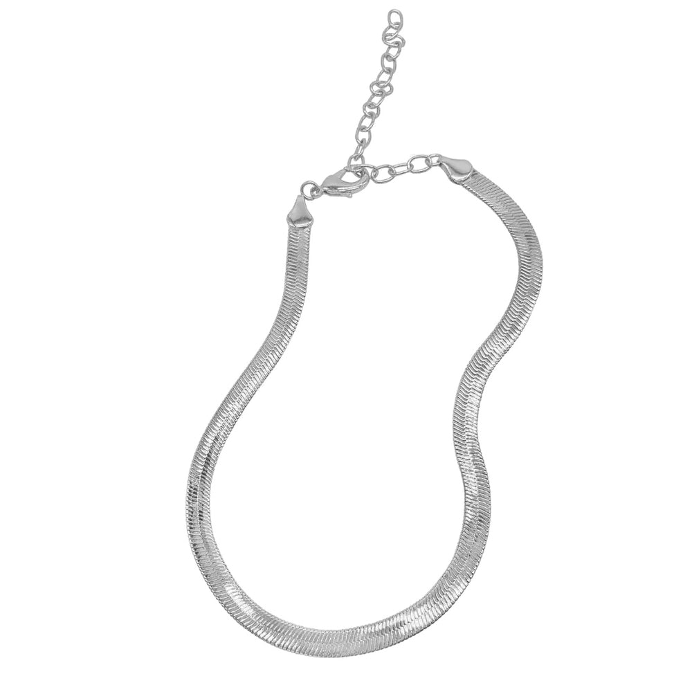 Herringbone Snake Chain Silver & Gold Choker Necklace