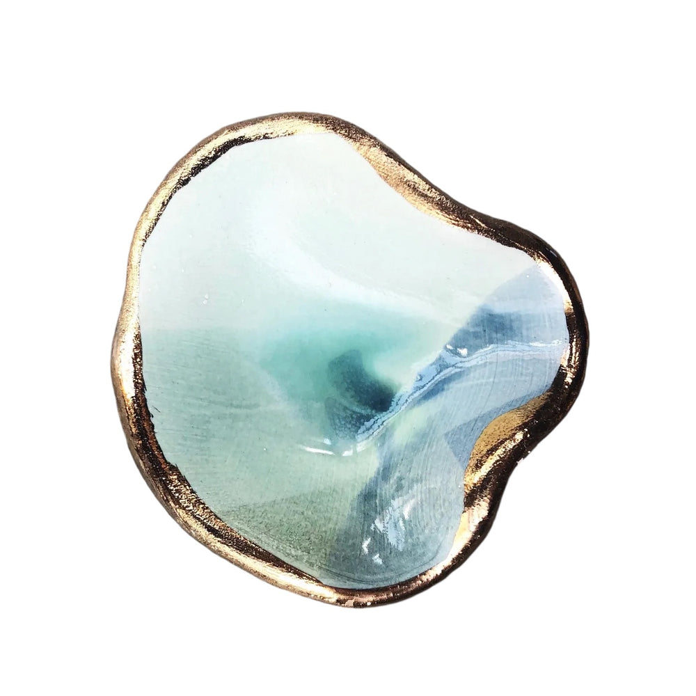 Mermaid Jewelry Dish in Ocean with 22K Gold