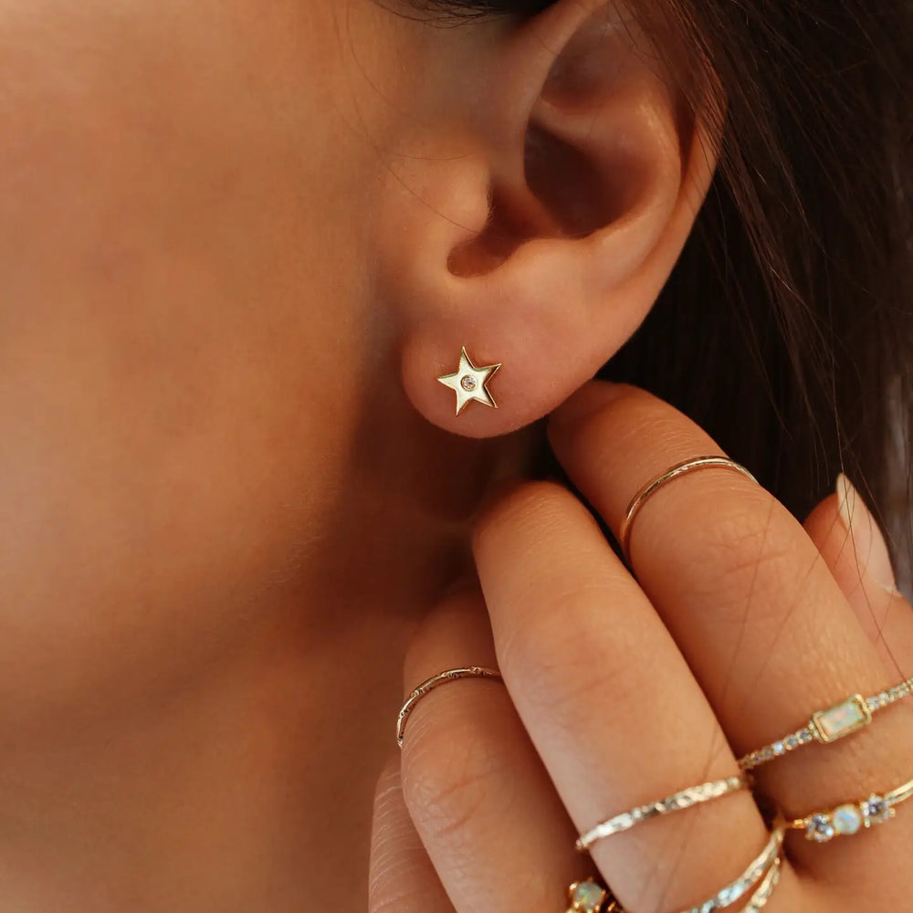 Crystal Accent Star & Moon Studs