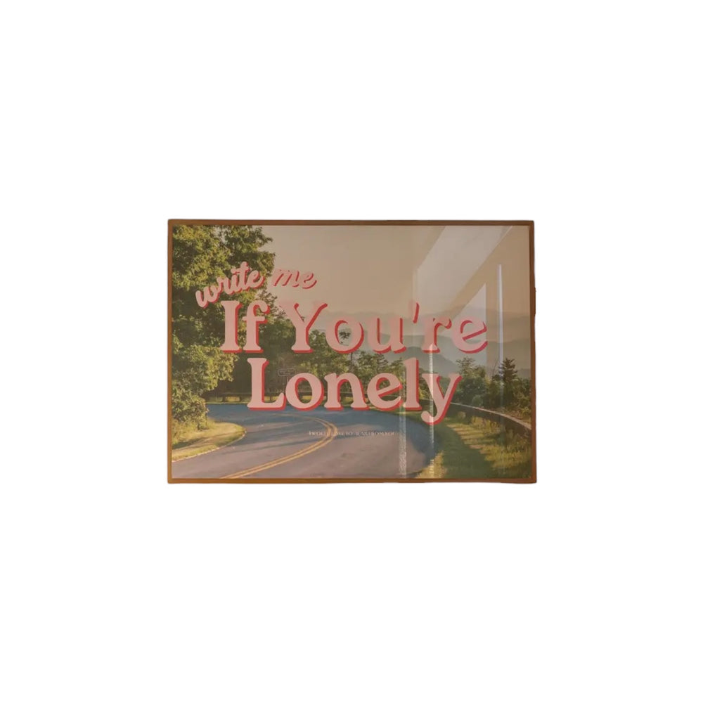 “Write Me If You're Lonely” Horizontal Poster, Wall Art, Trendy Poster