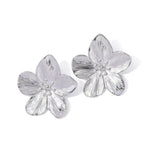 Flower Stud Earrings Floral Design 18K Gold Plated